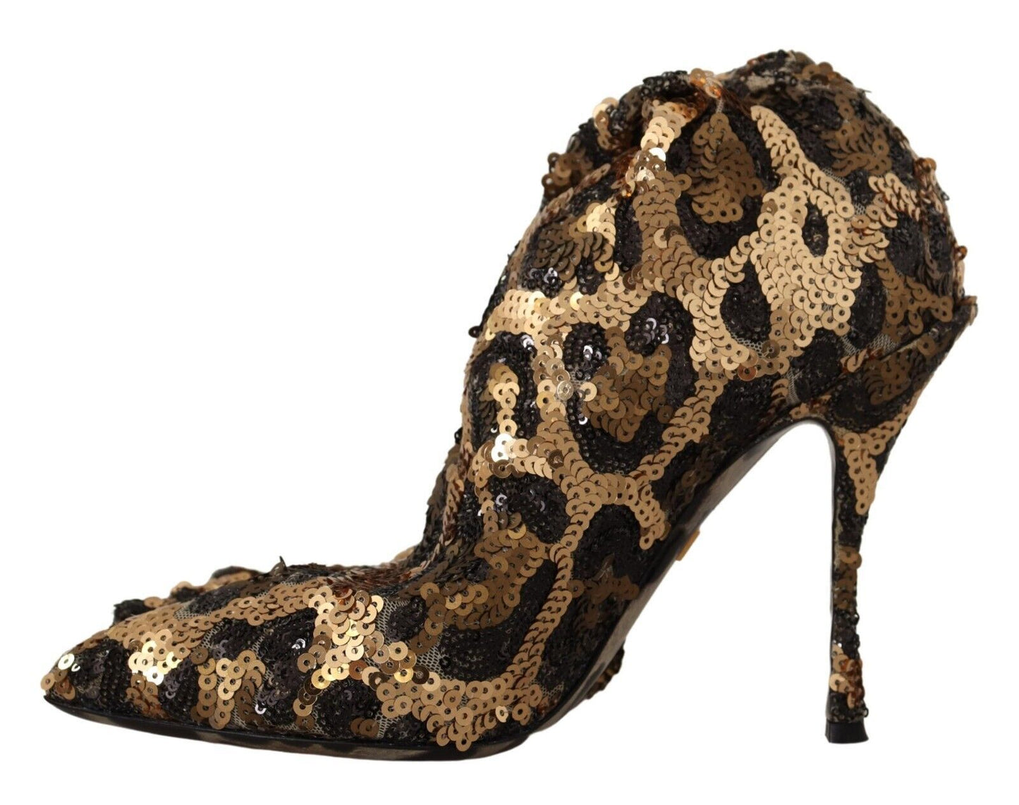 Goldene Leoparden-Pailletten-Absätze, Stiefel, Schuhe