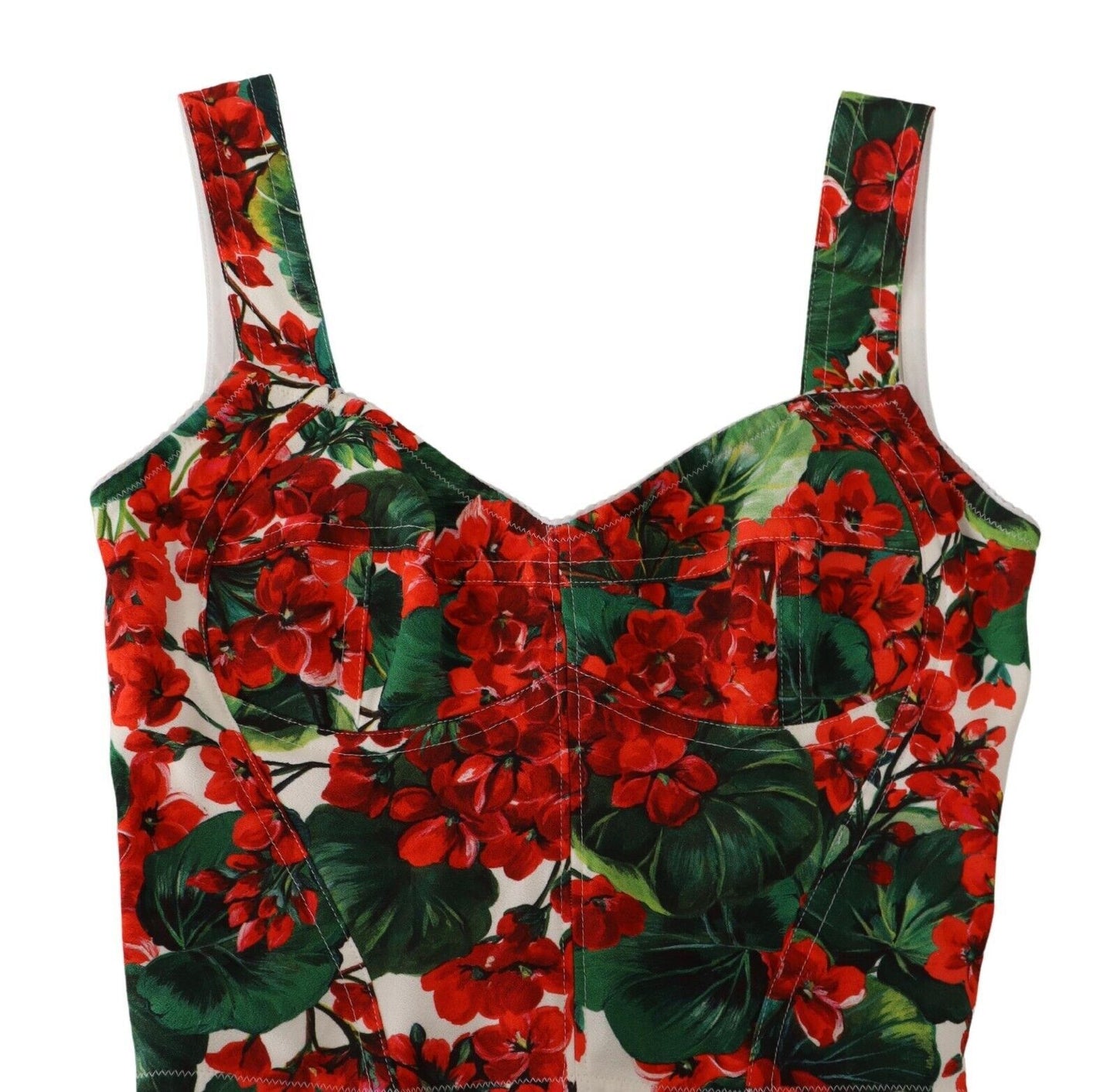 Elegantes rotes Crop Top mit Geranien-Print