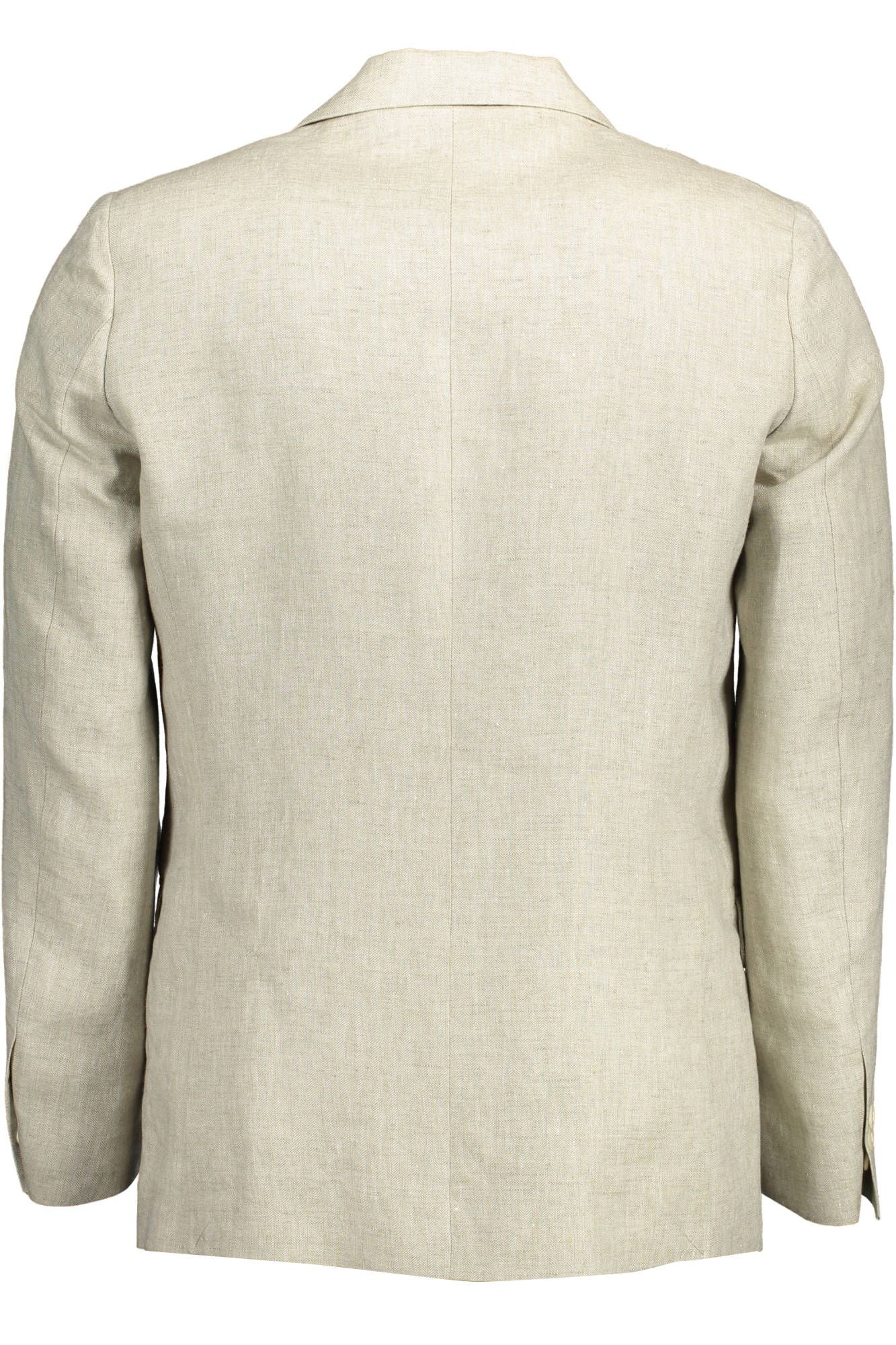 Beige, klassische Leinenjacke mit Logodetails