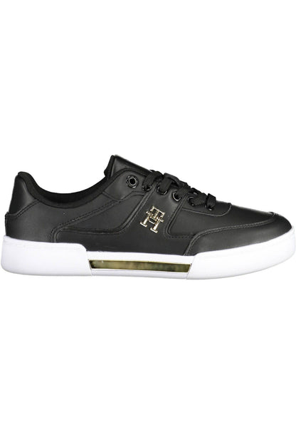 Chic Black Lace-Up Sneakers with Contrasting Accents