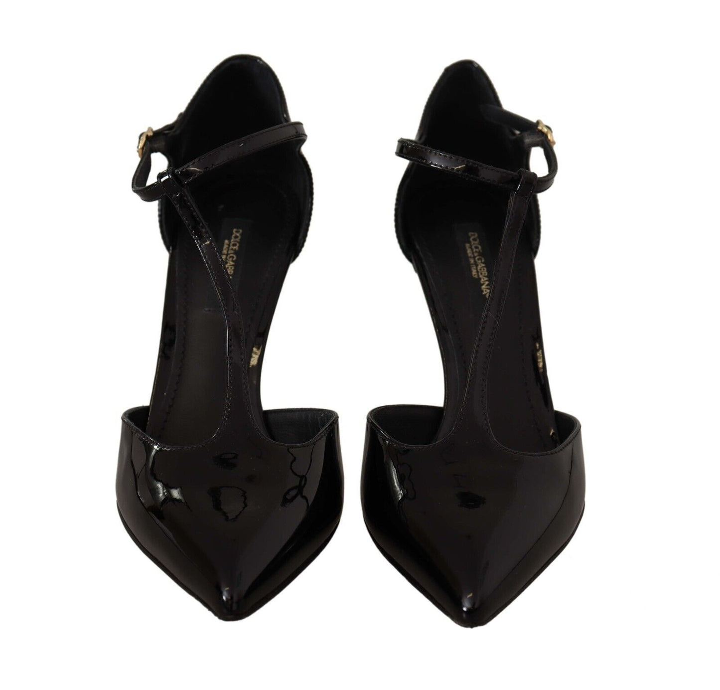 Schwarze Lackleder-Sandalen mit T-Riemen