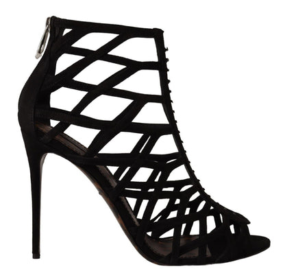 Schwarze Wildleder-Stiletto-Heels Bette Sandalen Schuhe