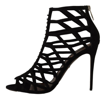 Schwarze Wildleder-Stiletto-Heels Bette Sandalen Schuhe