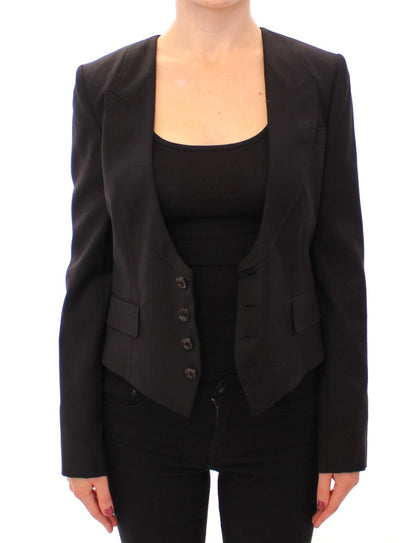 Veste blazer noire en soie avec dos foulard