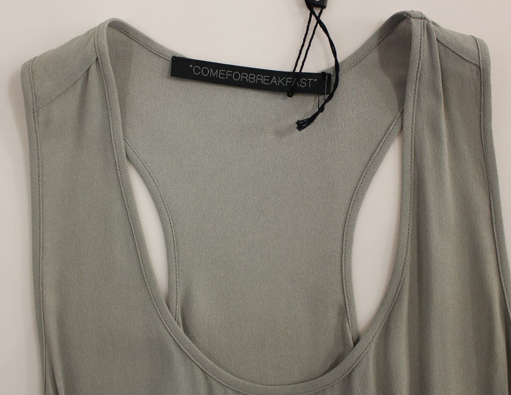 Blusa canotta in viscosa grigia