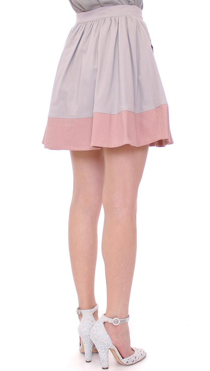 Comeforbreakfast Sleek Pleated Mini Skirt in Pink and Gray