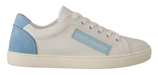 Scarpe da ginnastica basse in pelle bianca blu