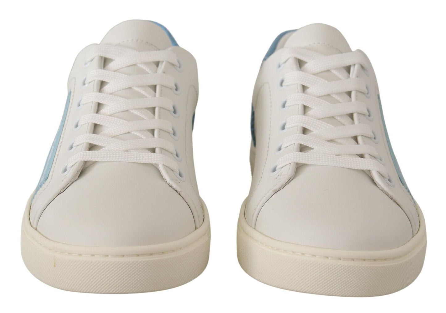 Weiß-blaue Leder-Low-Top-Sneaker-Schuhe