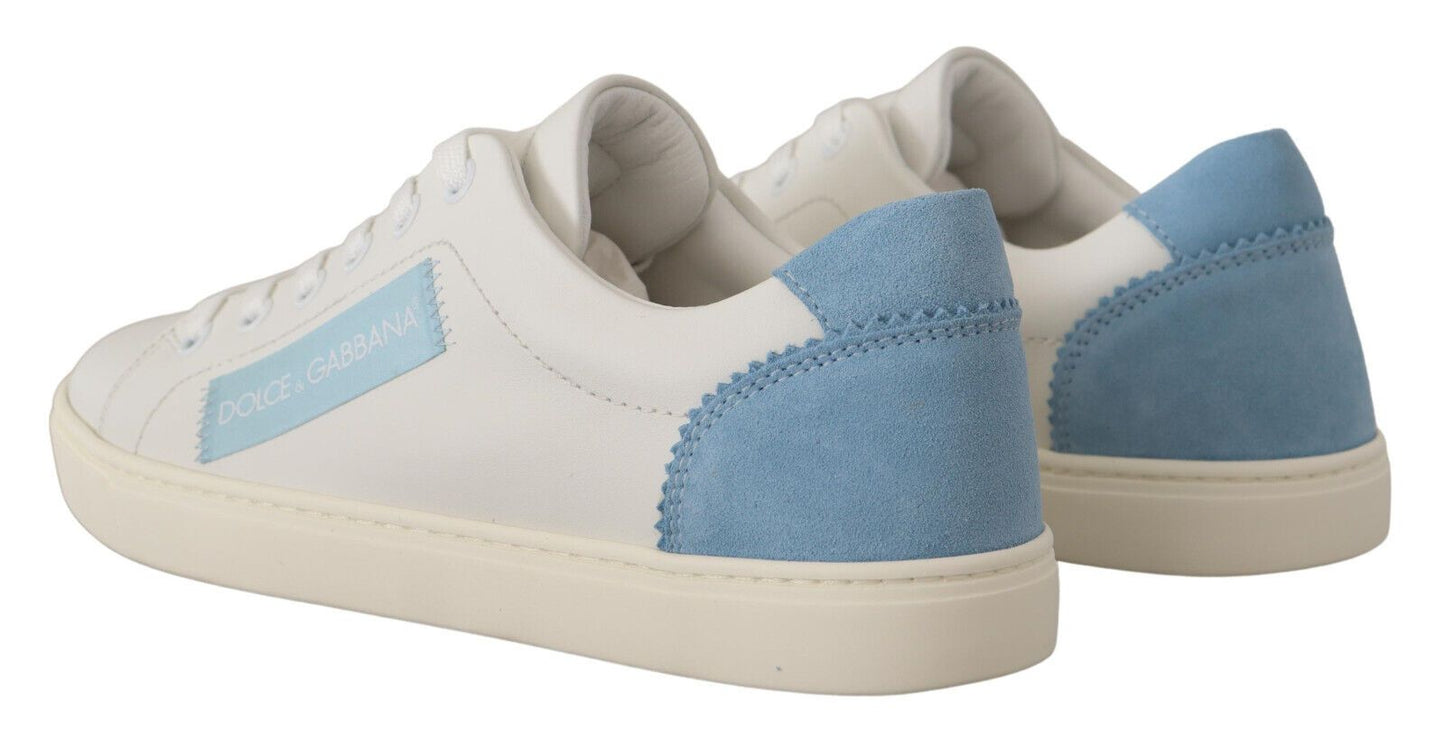 Scarpe da ginnastica basse in pelle bianca blu