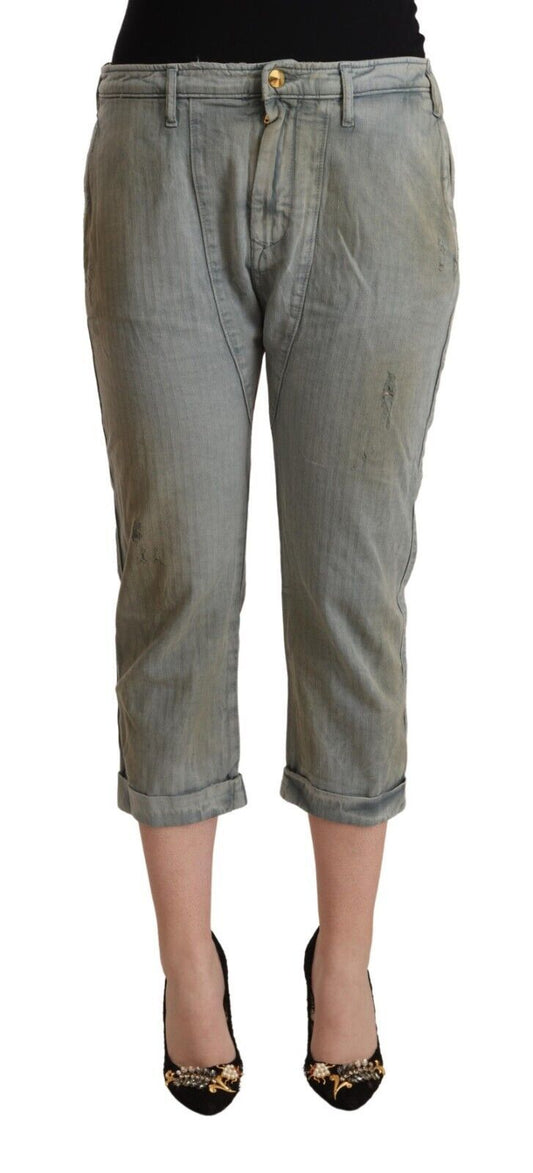 Pantaloni corti skinny a vita media in cotone 100% grigio