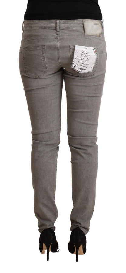 Jeans slim fit in denim di cotone lavato grigio chiaro