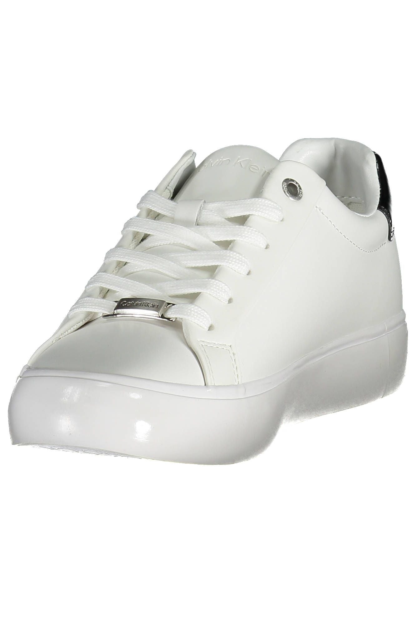 Sleek White Contrasting Lace-up Sneakers