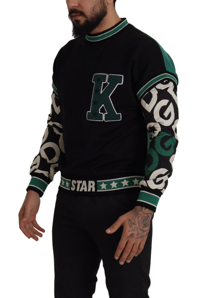 Maglione pullover girocollo KING Star in cotone verde nero