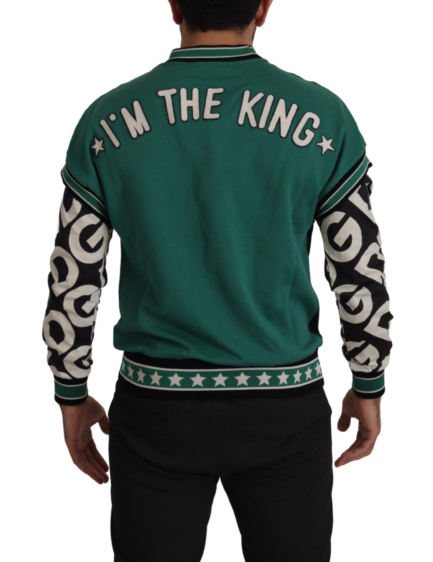 Maglione pullover girocollo KING Star in cotone verde nero