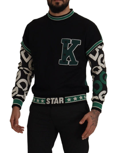 Maglione pullover girocollo KING Star in cotone verde nero