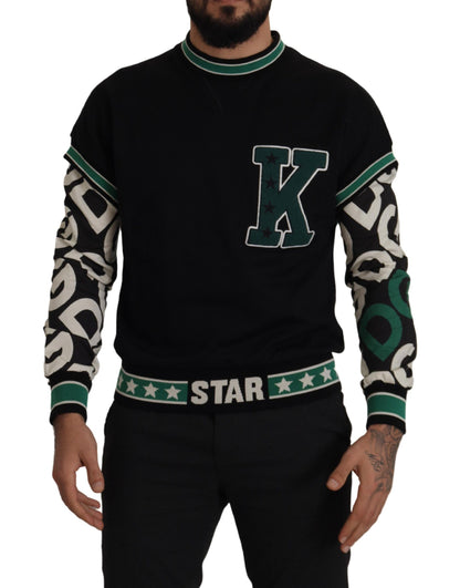 Maglione pullover girocollo KING Star in cotone verde nero