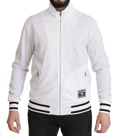 Maglione elasticizzato con cerniera DG DNA bianco