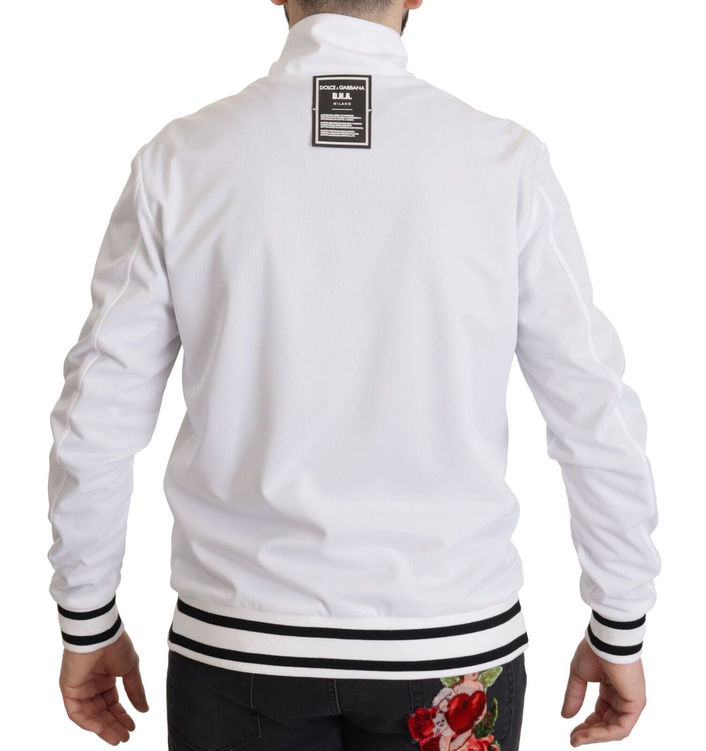 Maglione elasticizzato con cerniera DG DNA bianco