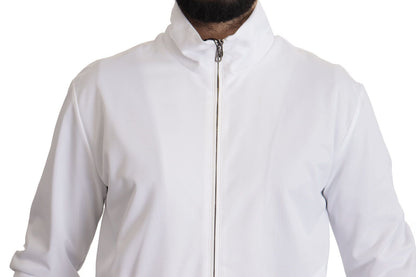 Maglione elasticizzato con cerniera DG DNA bianco