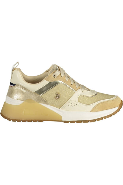 Elegant Gold-Tone Sports Sneakers with Laces