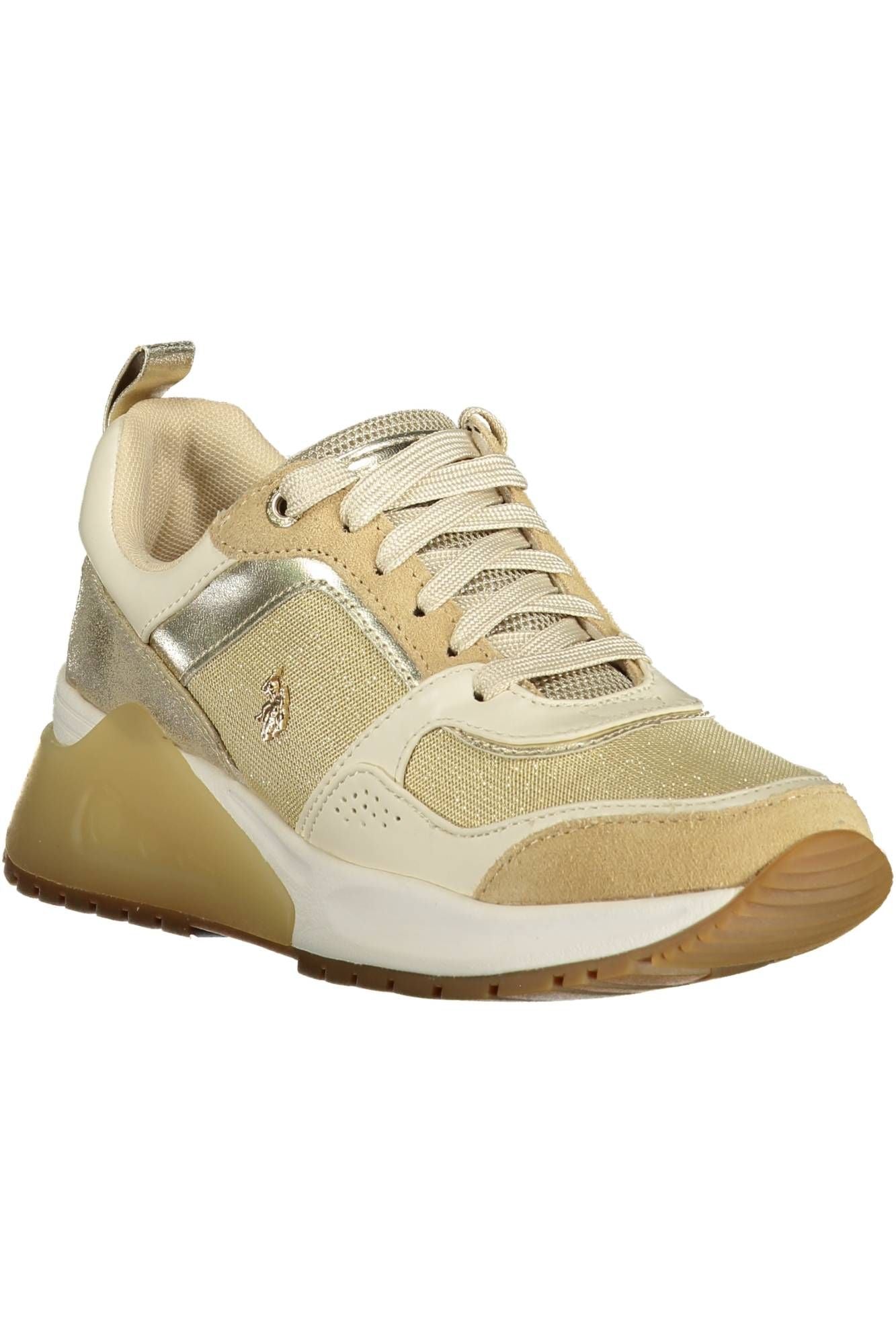 Elegante goldfarbene Sport-Sneaker mit Schnürung