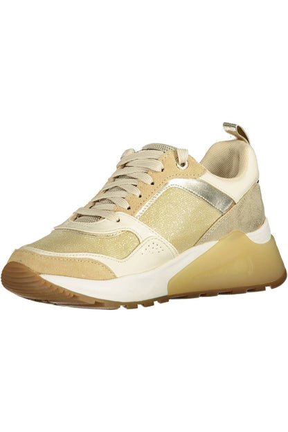 Elegante goldfarbene Sport-Sneaker mit Schnürung