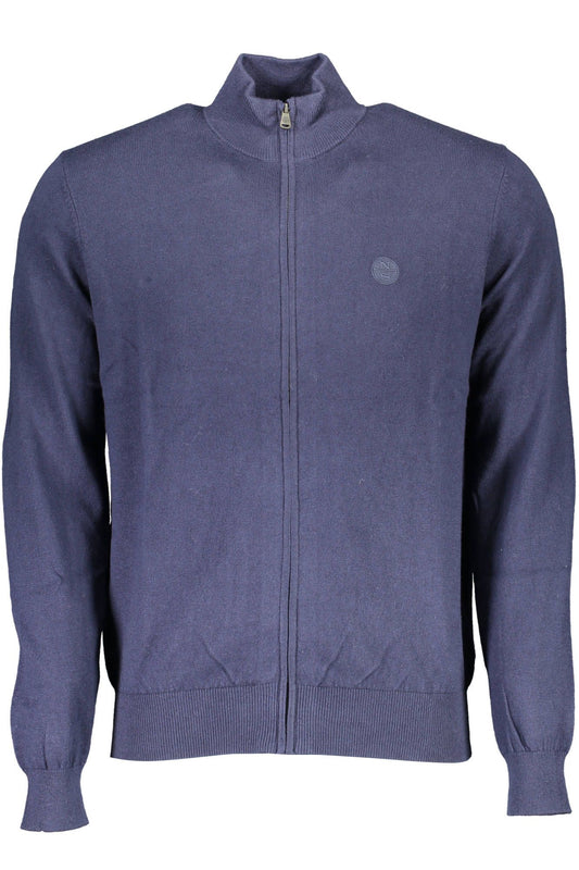 Blauer Zip-Cardigan mit Logo-Stickerei