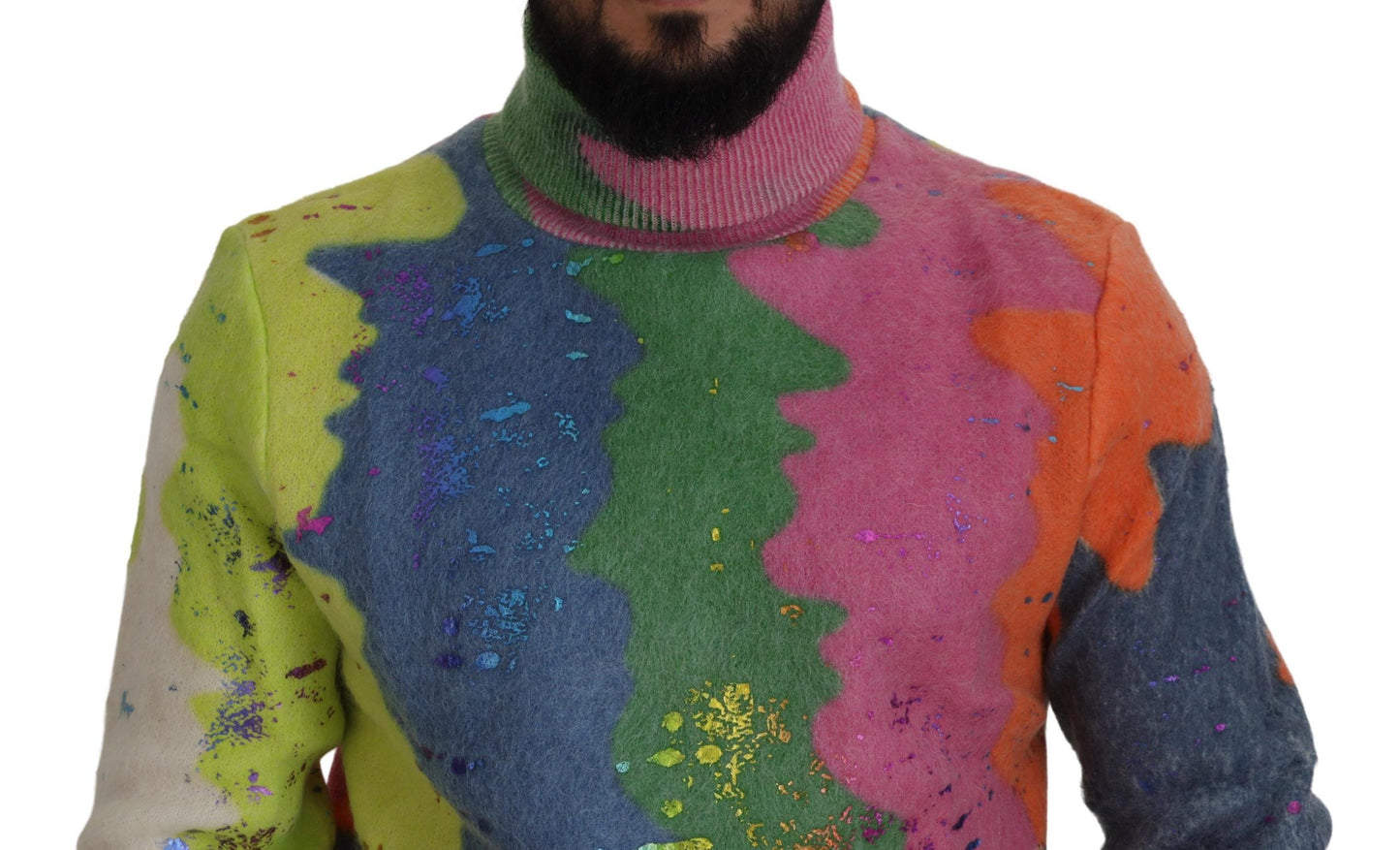 Mehrfarbiger Rollkragenpullover aus Mohair