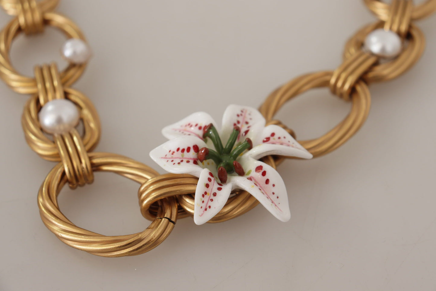 Dolce & Gabbana Elegant Gold Lilly Flower Pendant Necklace