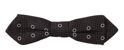 Cravatta Papillon con collo in seta 100% seta a pois bianchi neri