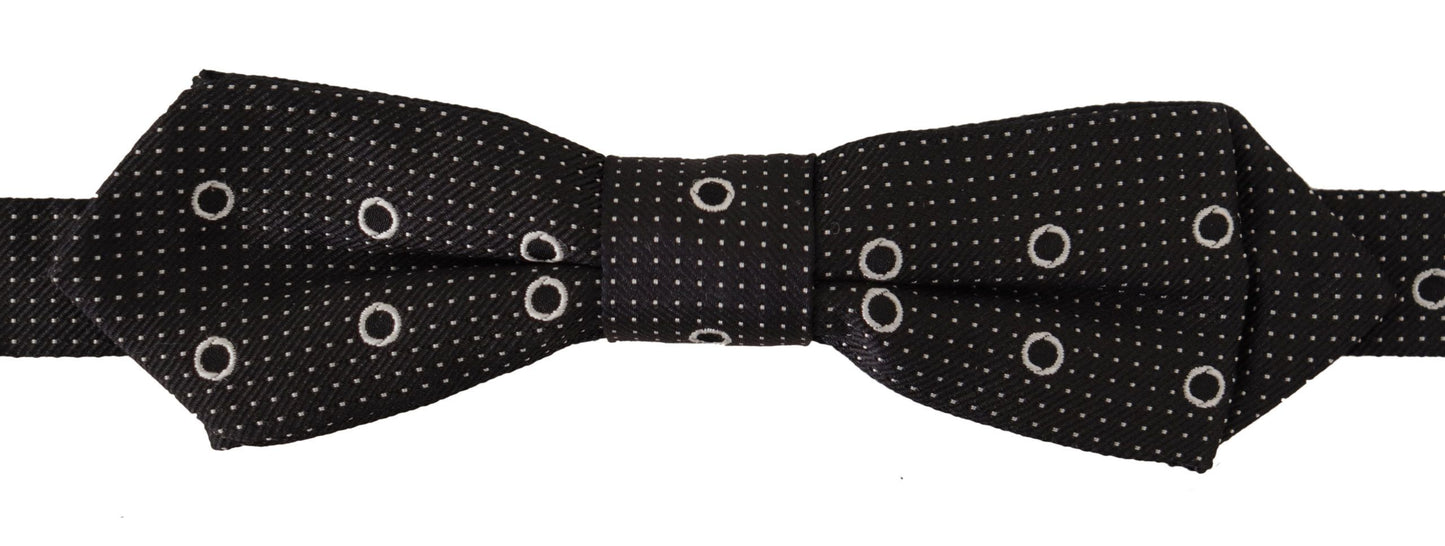 Cravatta Papillon con collo in seta 100% seta a pois bianchi neri