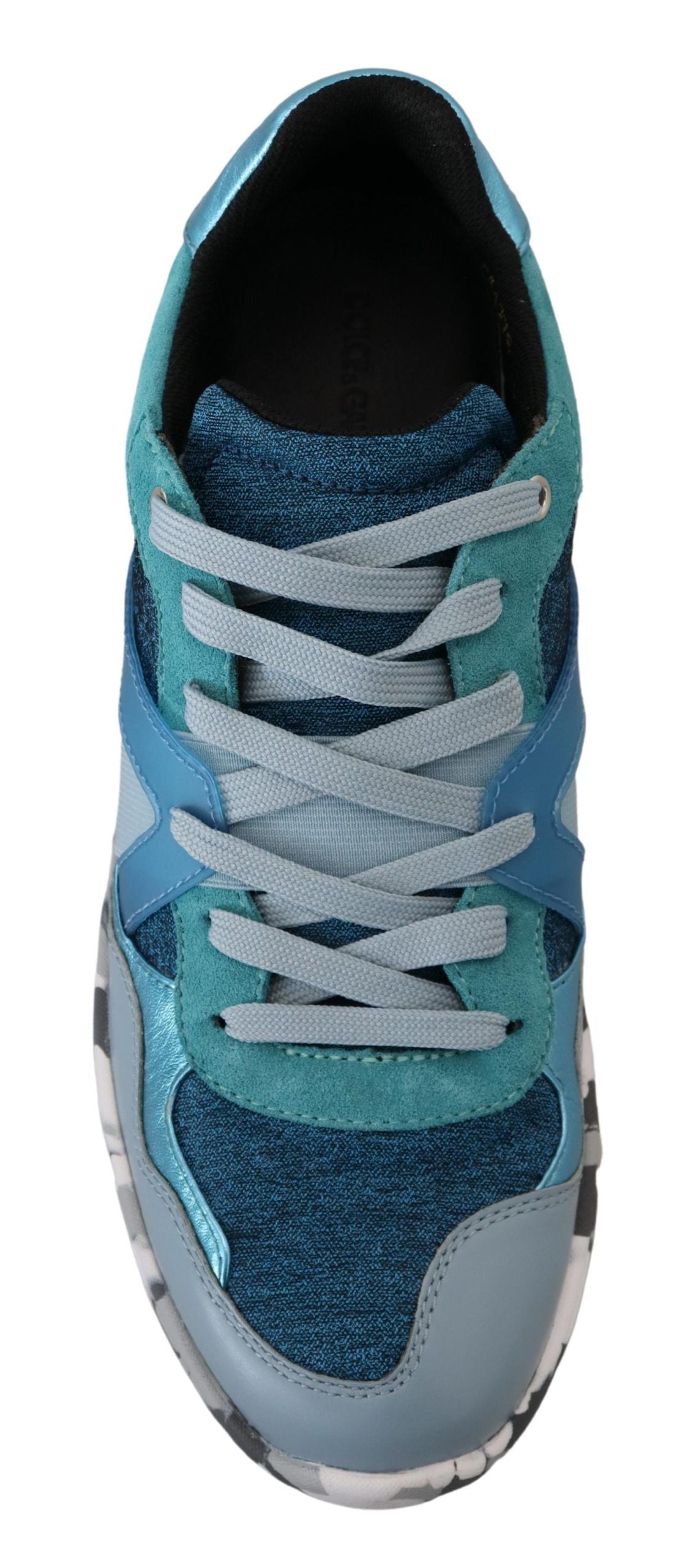 Blaugraue Sport-Low-Top-Sneaker aus Leder