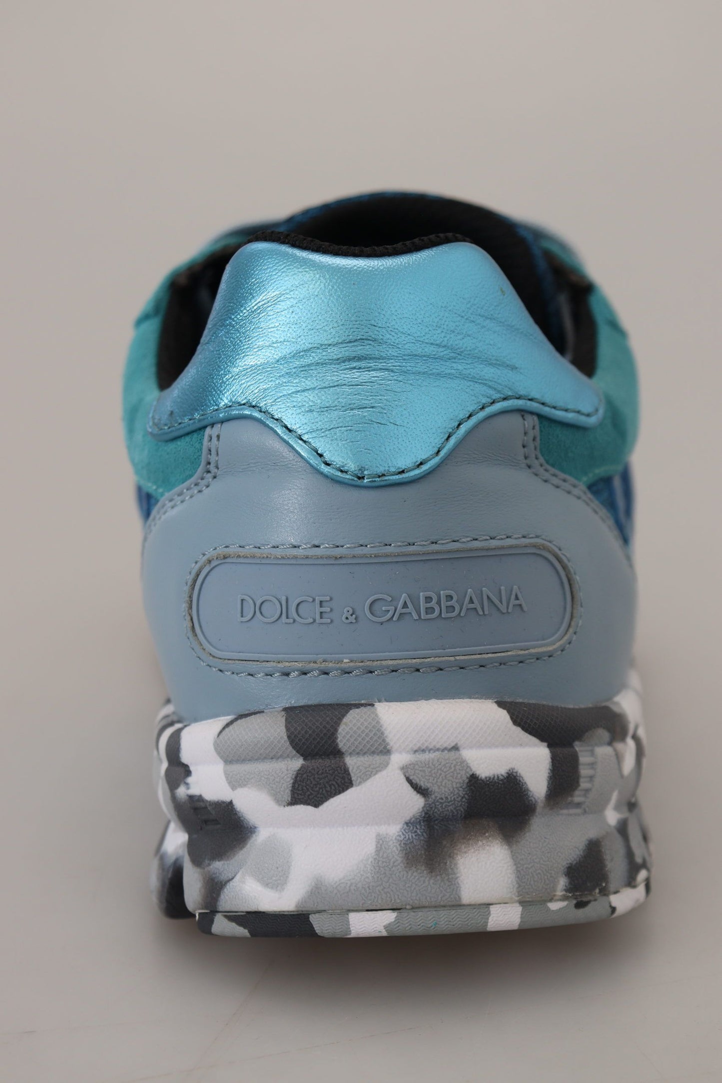 Sneakers basse sportive in pelle blu grigio