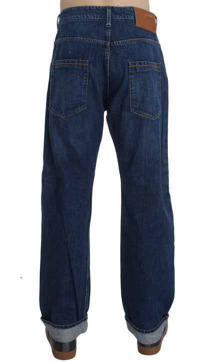 Blau gewaschene Baggy-Jeans aus Baumwolle mit lockerer Passform