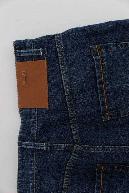 Blau gewaschene Baggy-Jeans aus Baumwolle mit lockerer Passform