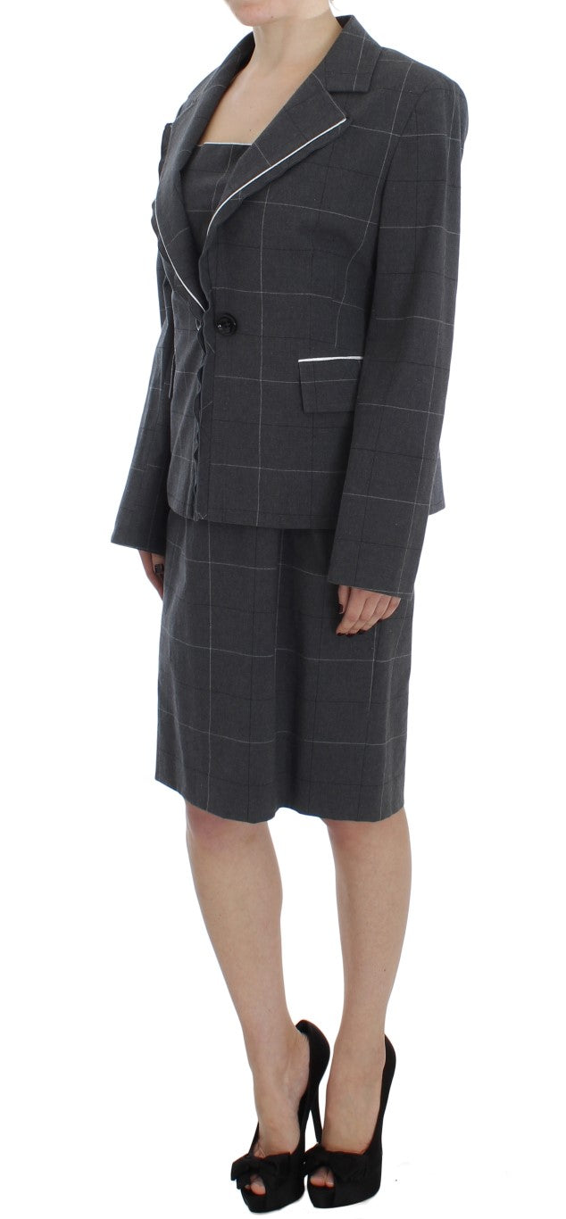 Ensemble de costume robe fourreau extensible gris