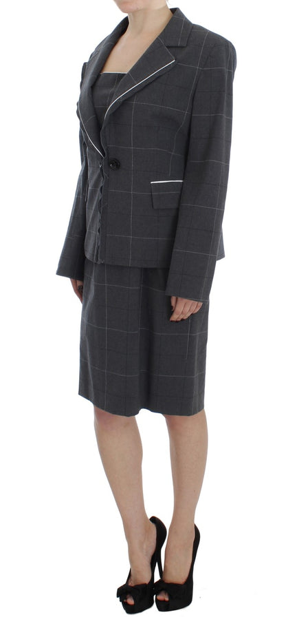 Ensemble de costume robe fourreau extensible gris