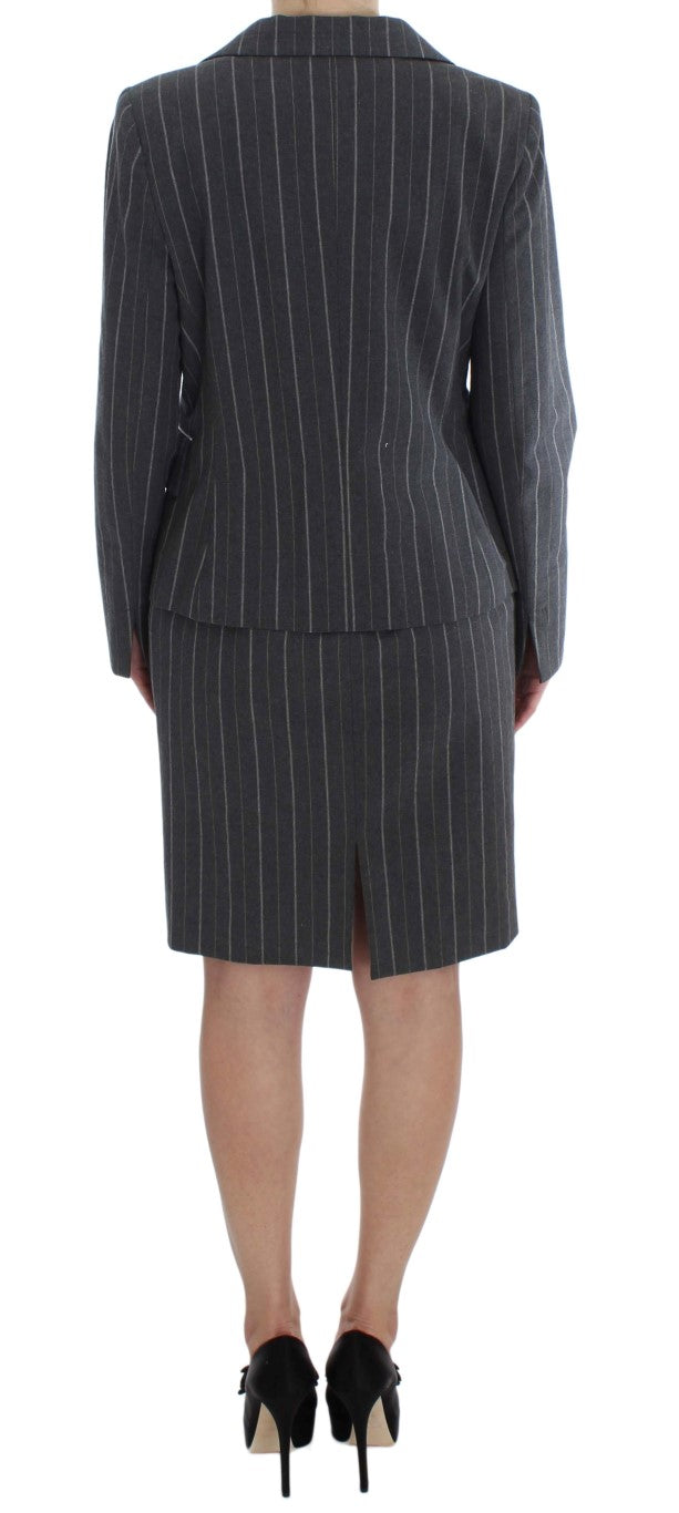 Ensemble robe fourreau et blazer gris extensible