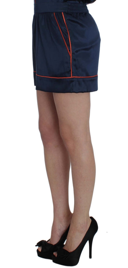 Blaue Stretch-Nachtwäsche-Shorts aus Seide