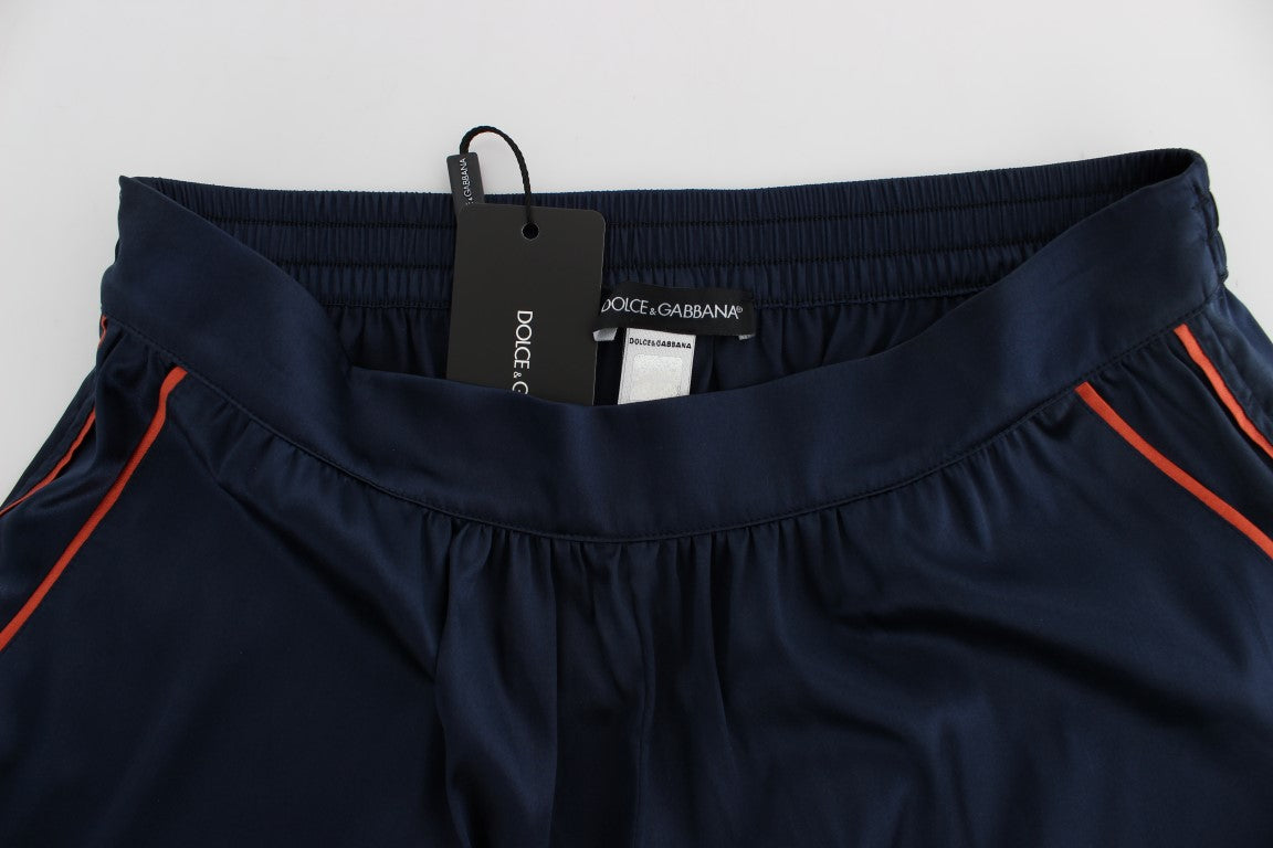 Blaue Stretch-Nachtwäsche-Shorts aus Seide