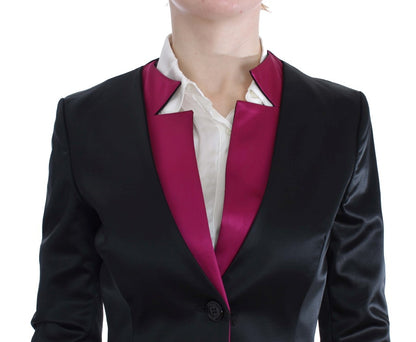 Jupe et blazer de costume deux pièces rose noir