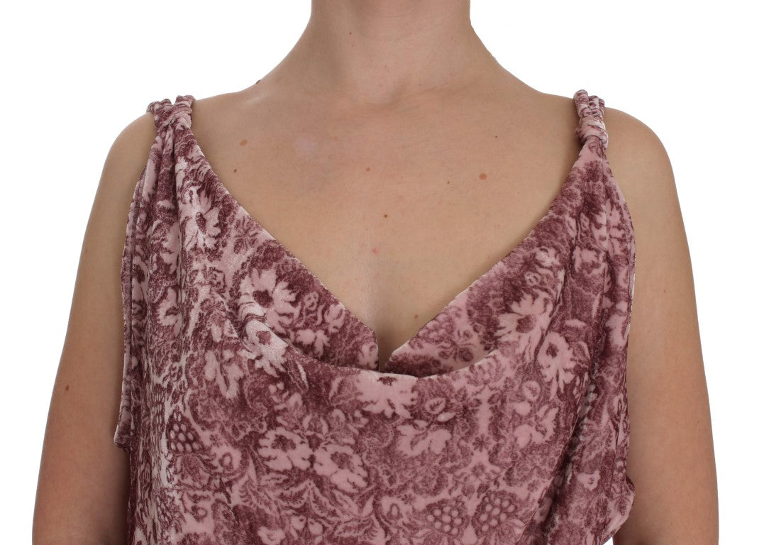 Top blusa in viscosa seta con stampa floreale rosa