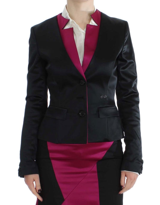 Giacca blazer elasticizzata rosa nera