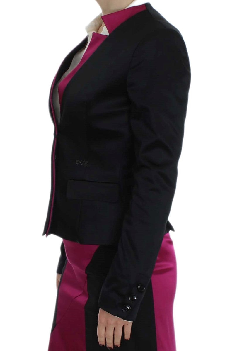 Schwarz-rosa Stretch-Blazerjacke