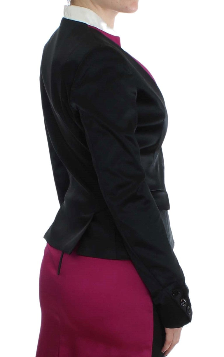 Giacca blazer elasticizzata rosa nera