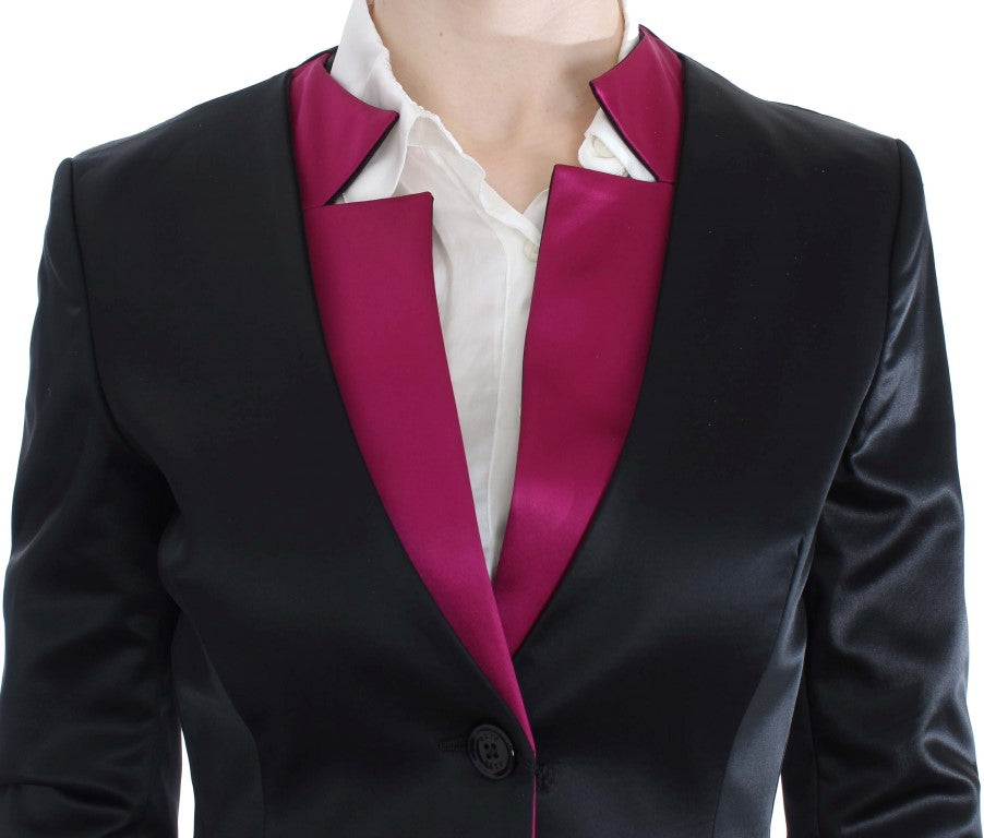 Giacca blazer elasticizzata rosa nera