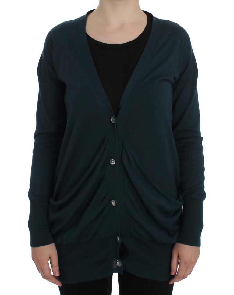 Maglione cardigan abbottonato verde