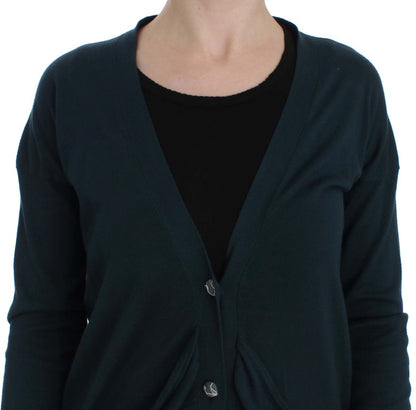 Pull cardigan boutonné vert