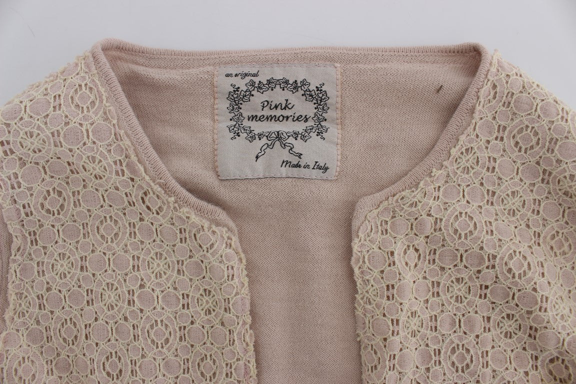 Pull cache-cœur rose en dentelle florale