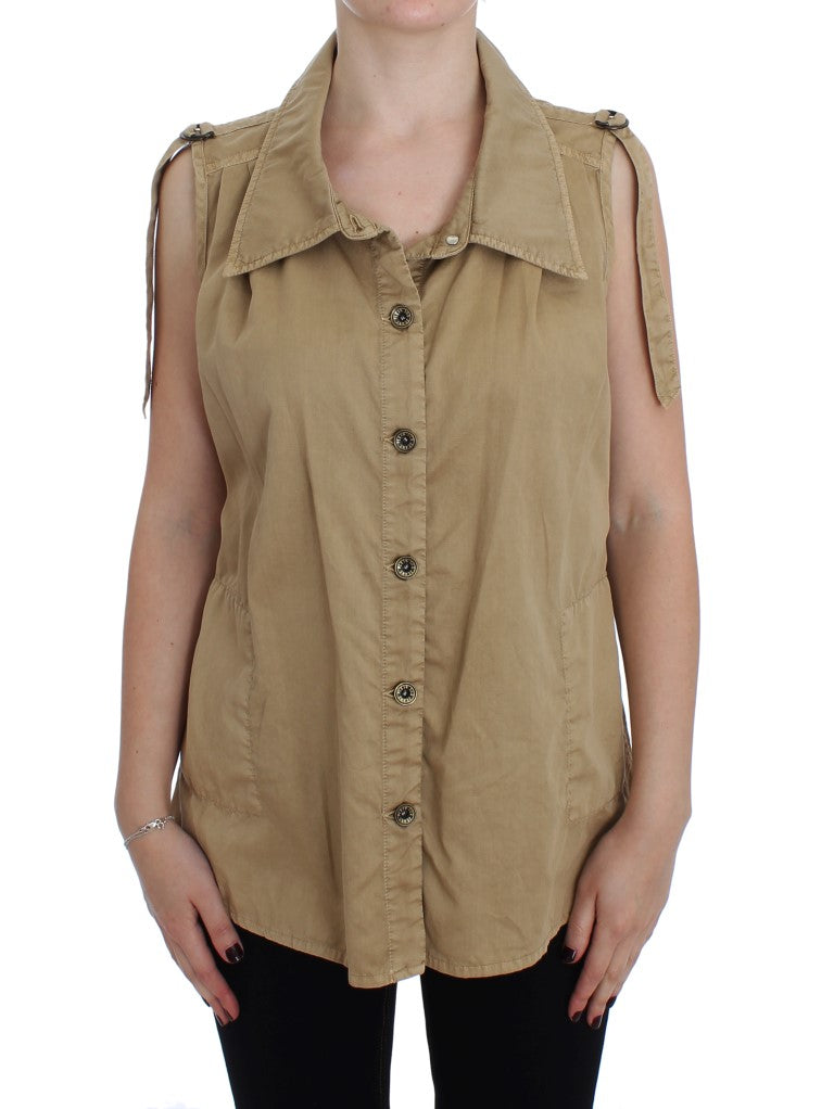 Chemise sans manches en coton beige